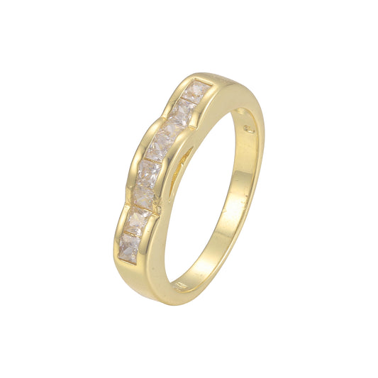 Cluster White CZs 14K Gold Wedding Set Rings
