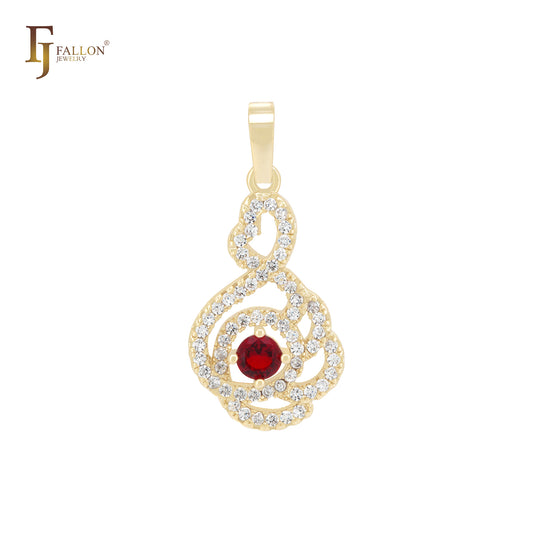 Cluster white CZs Solitaire14K Gold Pendant