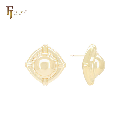 Ovale Ohrstecker in Rauten-Schneckenform aus 14 Karat Gold, Roségold und Weißgold