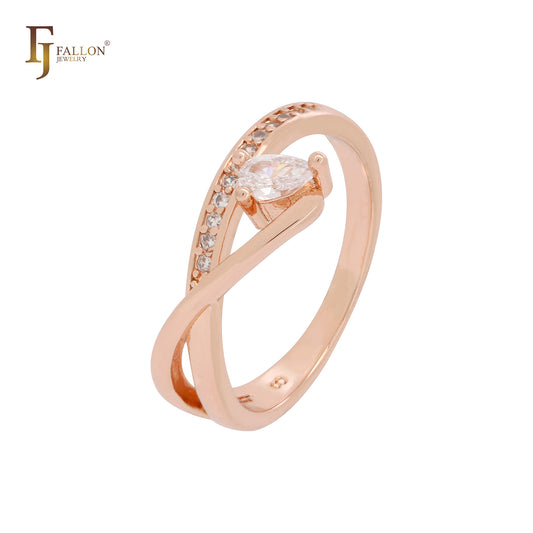 Elegante Doppel-Solitärringe aus Roségold mit weißen Zirkonia