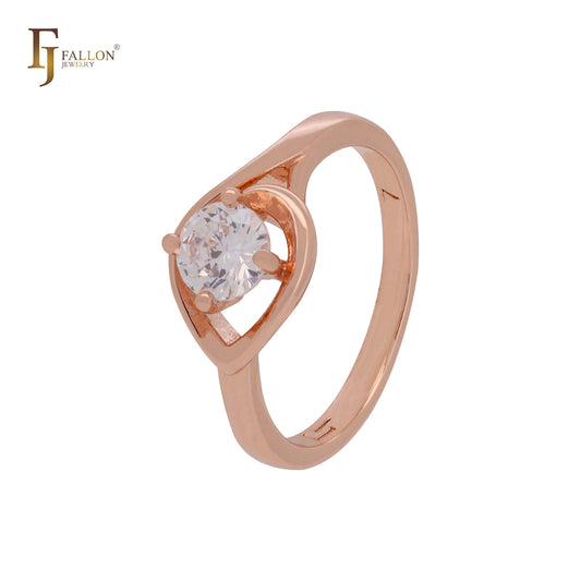 Solitaire round lake blue cz Rose Gold Engagement Rings