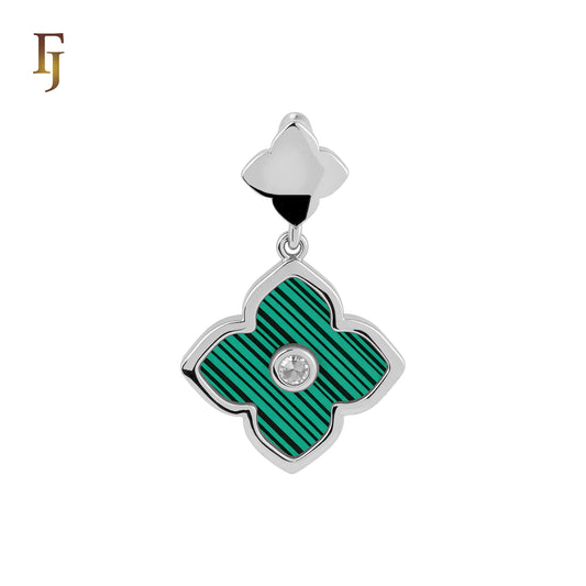 🔥 Colorful Onyx Clover Flower Princess Rose Gold, White Gold Pendant