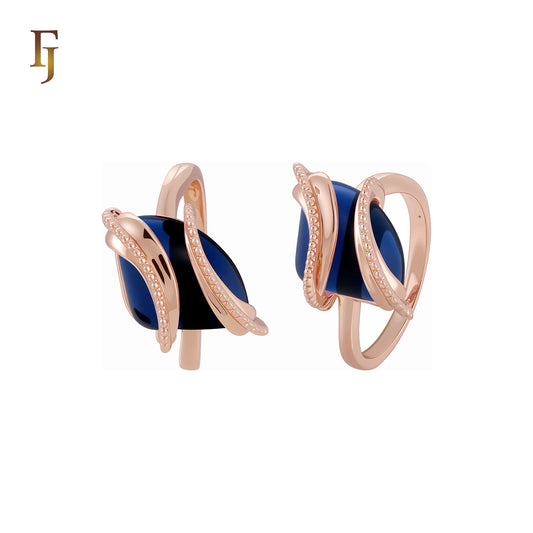 🔥 Double Ribbons clawed elegant Solitaire Colorful CZ Rose Gold Fashion Rings