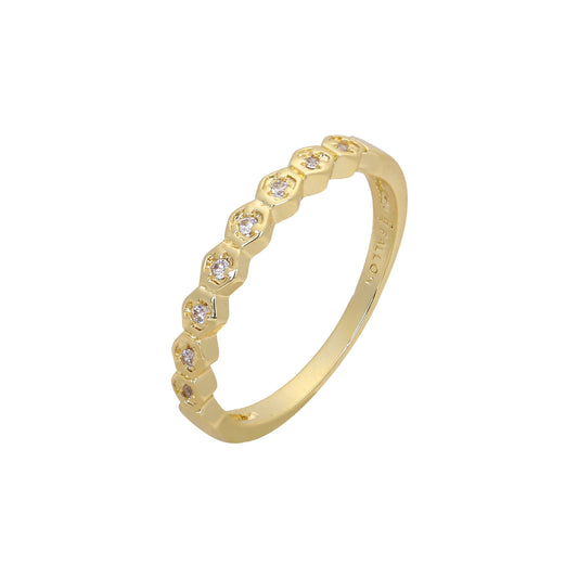 Honey cone paving stones 14K Gold, Rose Gold Wedding band rings