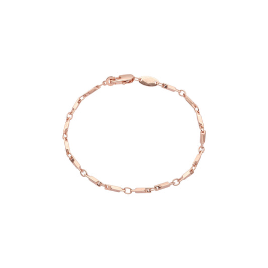 Square head barleycorn link chains plated in 14K Gold, Rose Gold