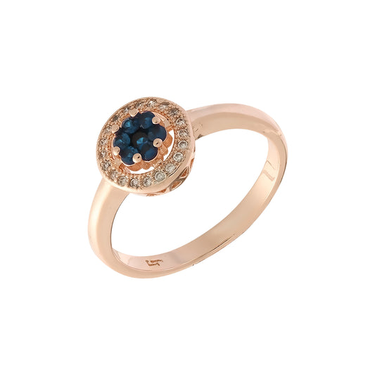 Eight deep blue cluster flower stones rings in 14K Gold, Rose Gold plating colors