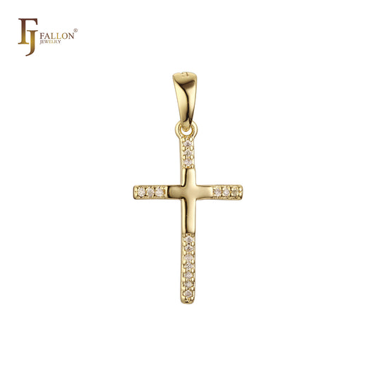 Latin Cluster white CZs Rose Gold Latin cross pendant