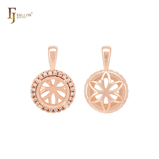 Halo Rounded shaped Rose Gold Pendant Free of CZ