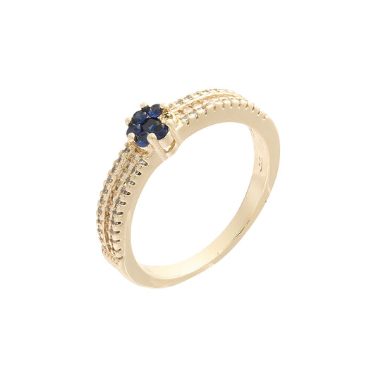 Eight deep blue cluster flower stones rings in 14K Gold, Rose Gold plating colors