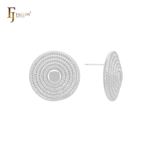 Straw hat shaped 14K Gold, Rose Gold, White Gold Stud Earrings