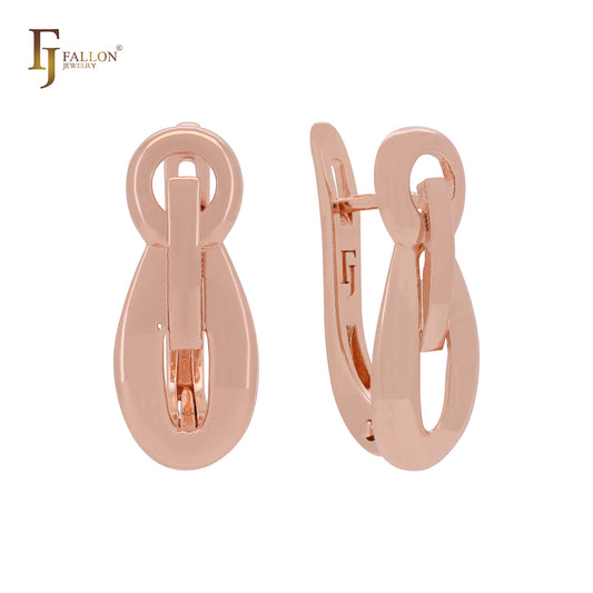 Geometric chain link lock design Rose Gold, two tone Russian Lock Earrings
