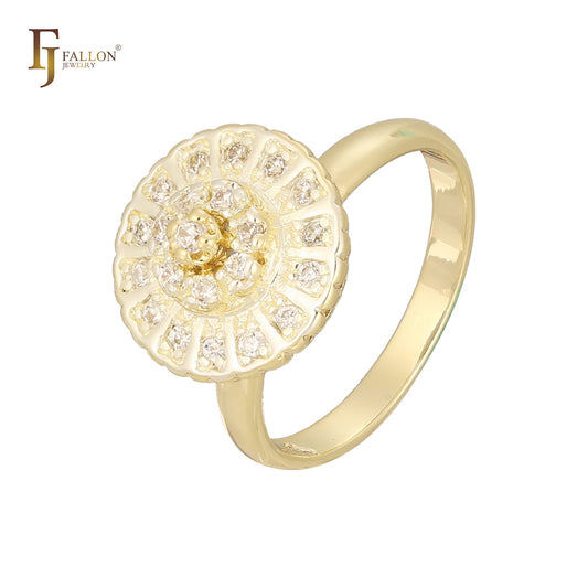 Los grandes anillos de racimo de flores chapados en Oro 14K, oro de 18 quilates, dos tonos