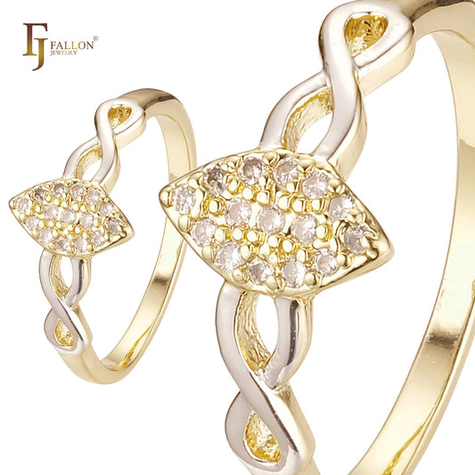 Marquise Infinity band paving stones rings in 14K Gold, Rose Gold, two tone plating colors