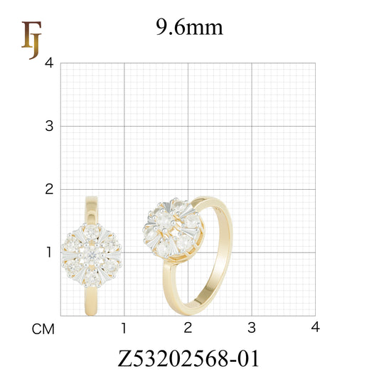 Floral CZ Cluster Ring with Gold Plating and Silver Accents | Elegant Cocktail Ring | FJ Fallon Jewelry