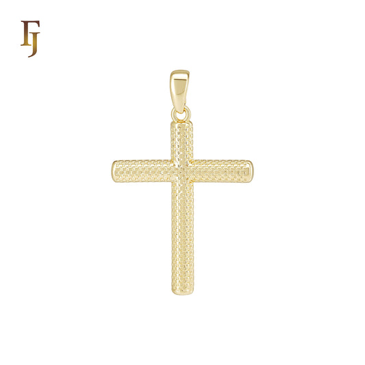 Textured Latin style 14K Gold Religious Cross Pendant