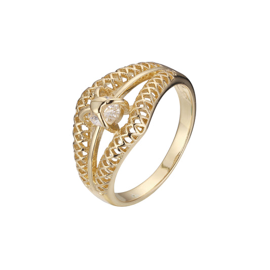 Anillos love lock de diseño solitario en Oro 14K, colores baño de oro rosa