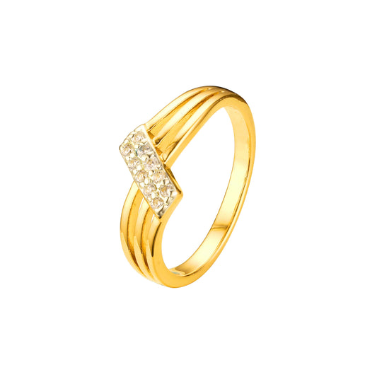 Triple band rings paving stones in 18K Gold, 14K Gold, Rose Gold, two tone plating colors