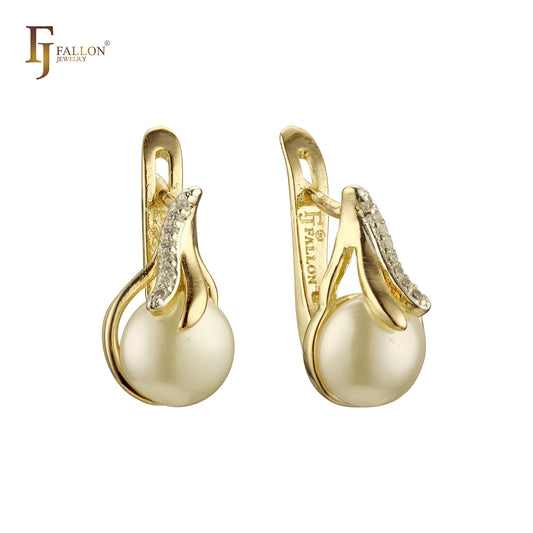 Rose Gold two tone pearl earrings