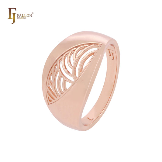 Anillos de moda de oro rosa con filigrana ovalada y ancha de marquesa