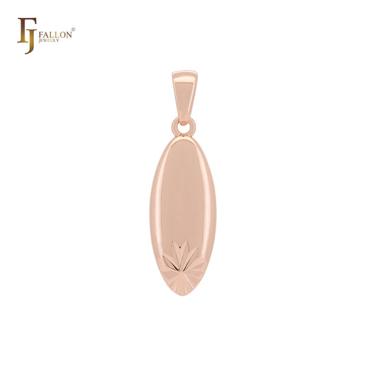 Oval flower Beaded Rose Gold Solitaire Pendant