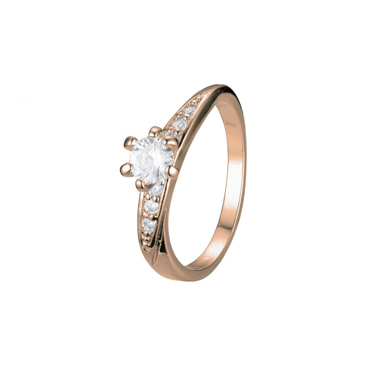 Cluster White CZs 14K Gold Wedding Set Rings