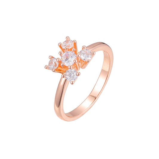 Flower cluster rings in 14K Gold, Rose Gold, two tone plating colors