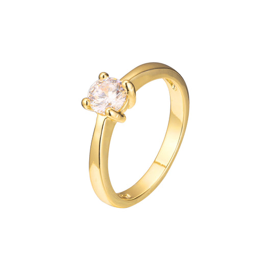 Anillos Solitario diseño liso en Oro de 18K, baño de Oro de 14K colores