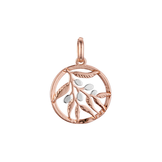 Life circle leaves and fruits pendant in Rose Gold two tone, 14K Gold plating colors