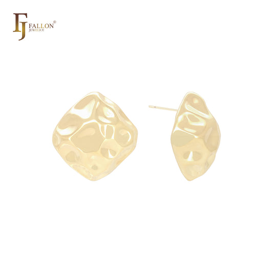 Ovale Ohrstecker in Nuggetform aus 14 Karat Gold, Roségold und Weißgold