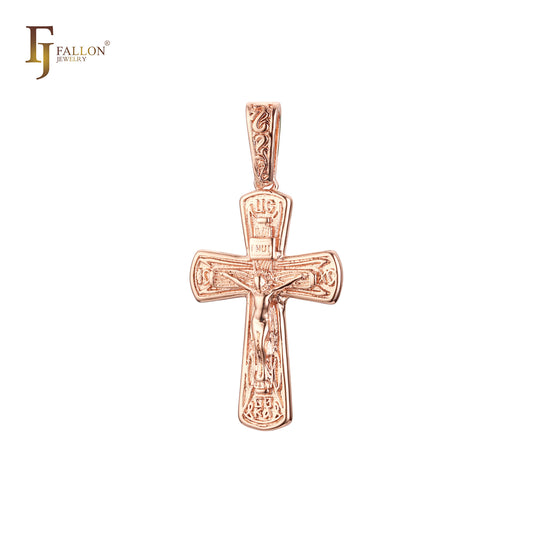 🔥 Eastern Orthodox Russian budded pendant in Rose Gold two tone, 14K Gold plating colors
