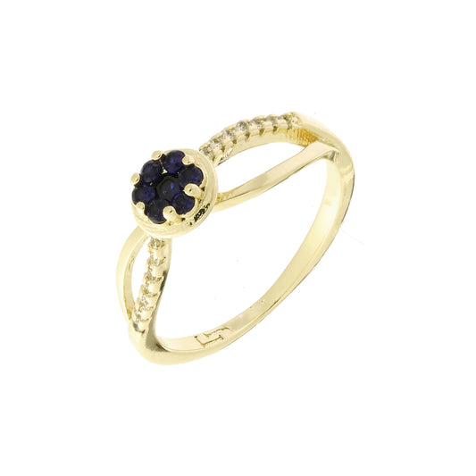 Flower blue cluster rings in 14K Gold, Rose Gold plating colors