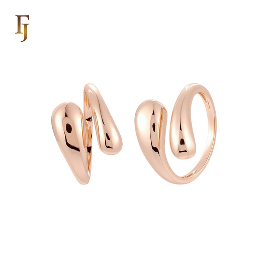 Double Rounded Bead Minimalism Rose Gold Resizable Open Rings