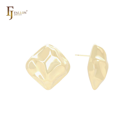 Ohrstecker in Rautennuggetform aus 14 Karat Gold, Roségold und Weißgold