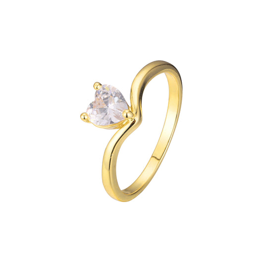 Solitaire and Wedding band stackable rings in 14K Gold,18K Gold plating colors