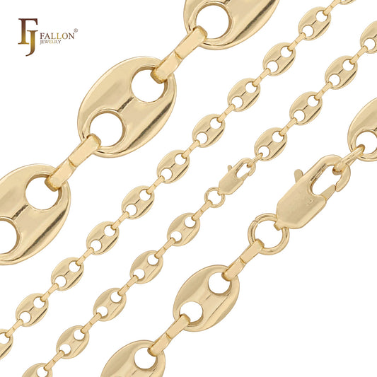 Oval coin shape sequin 14K Gold chains