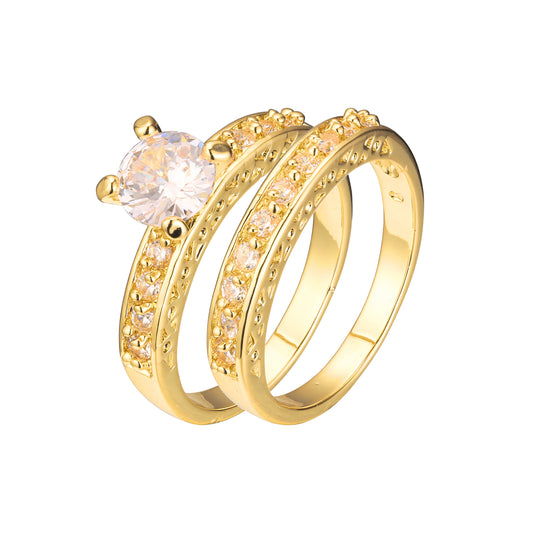 Solitaire and cluster stackable rings in 18K Gold, White Gold, 14K Gold plating colors