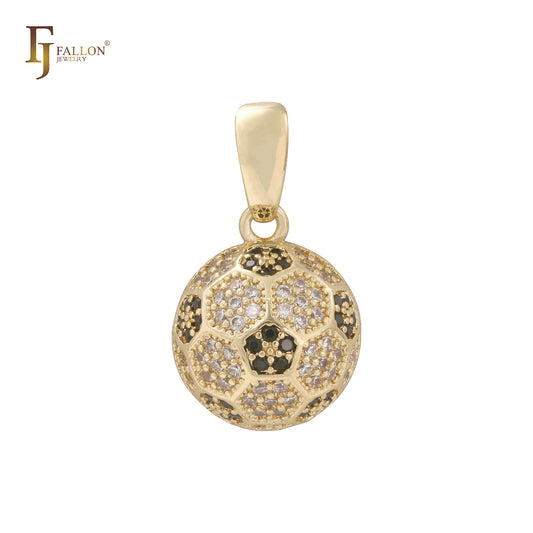 Cluster Football alternative black and white CZs 14K Gold, Rose Gold Pendant