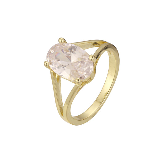 Solitaire plain design rings with oval stone in 18K Gold, 14K Gold plating colors