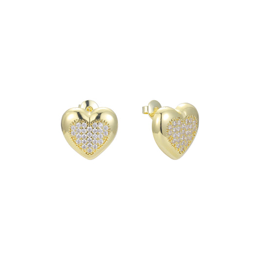 Herz-Cluster-Ohrstecker aus 14-karätigem Gold mit weißen CZs