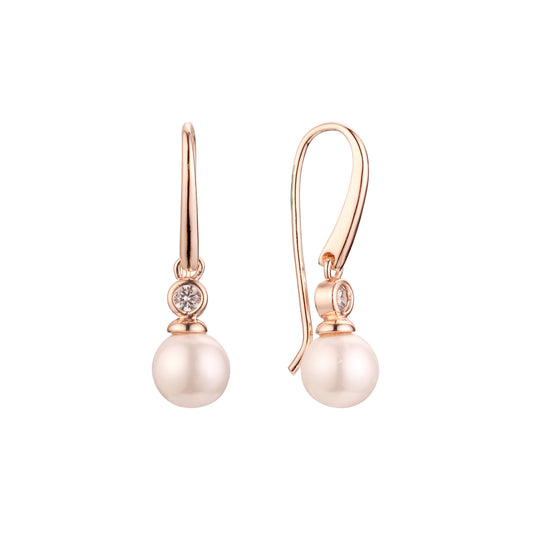Wire hook pearl Rose Gold earrings