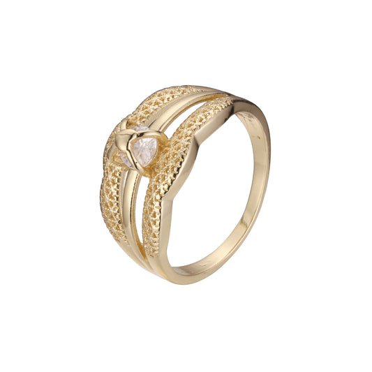 Anillos love lock de diseño solitario en Oro 14K, colores baño de oro rosa