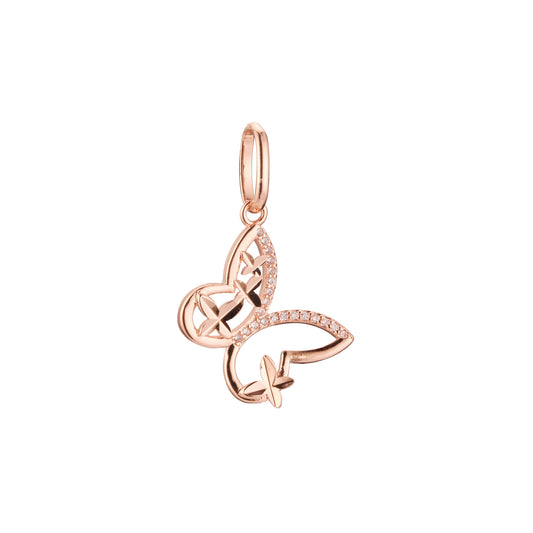 Butterfly pendant in Rose Gold, 14K Gold, two tone plating colors