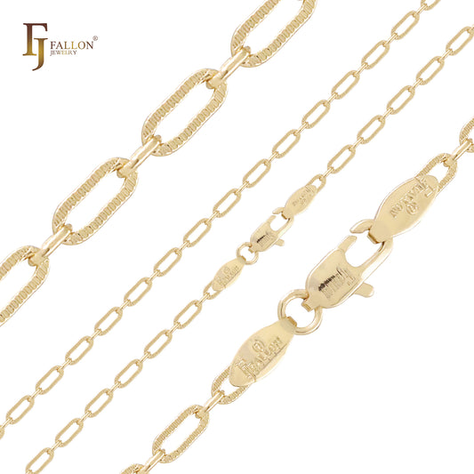 Textured hammered Paperclip link 14K Gold, Rose Gold Chains