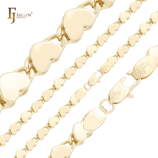 Heart shape snail link 14K Gold, Rose Gold fancy Chains