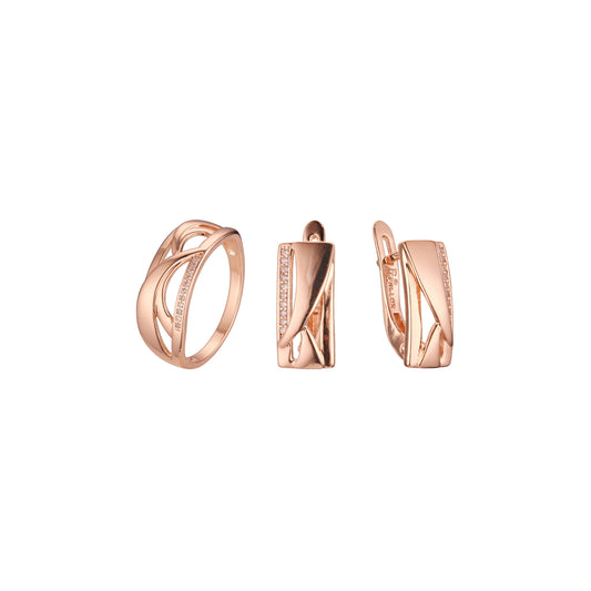 Conjunto cruzado de oro rosa