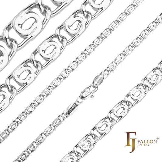 Snail keyhole chains plated in 18K Gold, 14K Gold, Rose Gold, White Gold