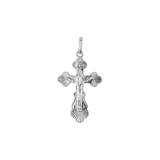 🔥 Crucifix Eastern Orthodox Russian pendant in Rose Gold two tone, White Gold plating colors