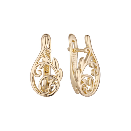 Leaves earrings in 14K Gold, Rose Gold plating colors