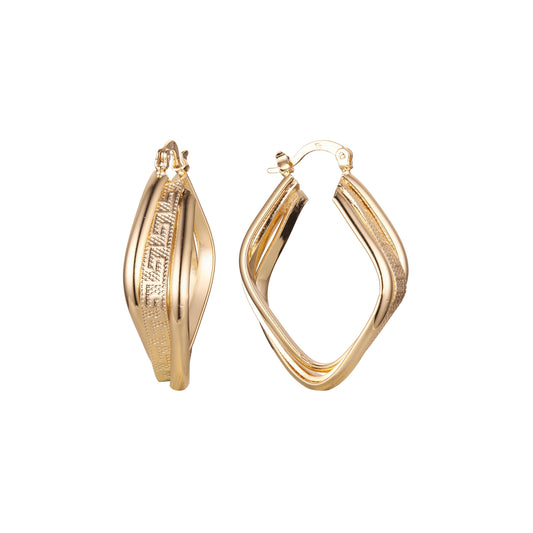 Rhombus Geometric 14K Gold hoop earrings