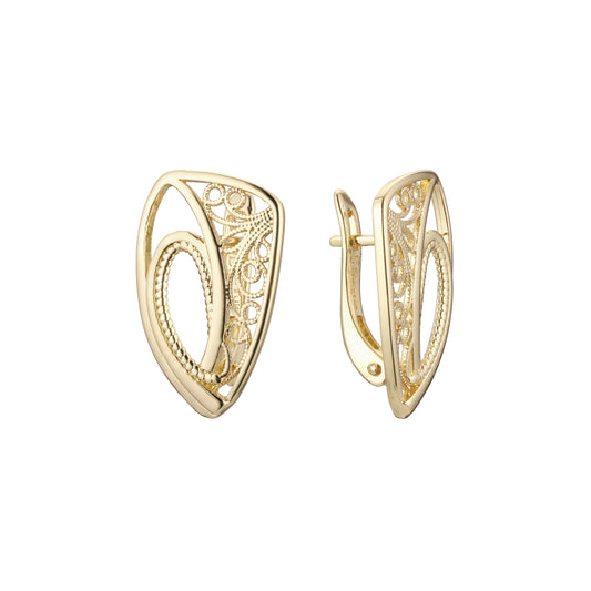 Selina's Wave Filigree Russian Lock 14K Gold, Rose Gold earrings